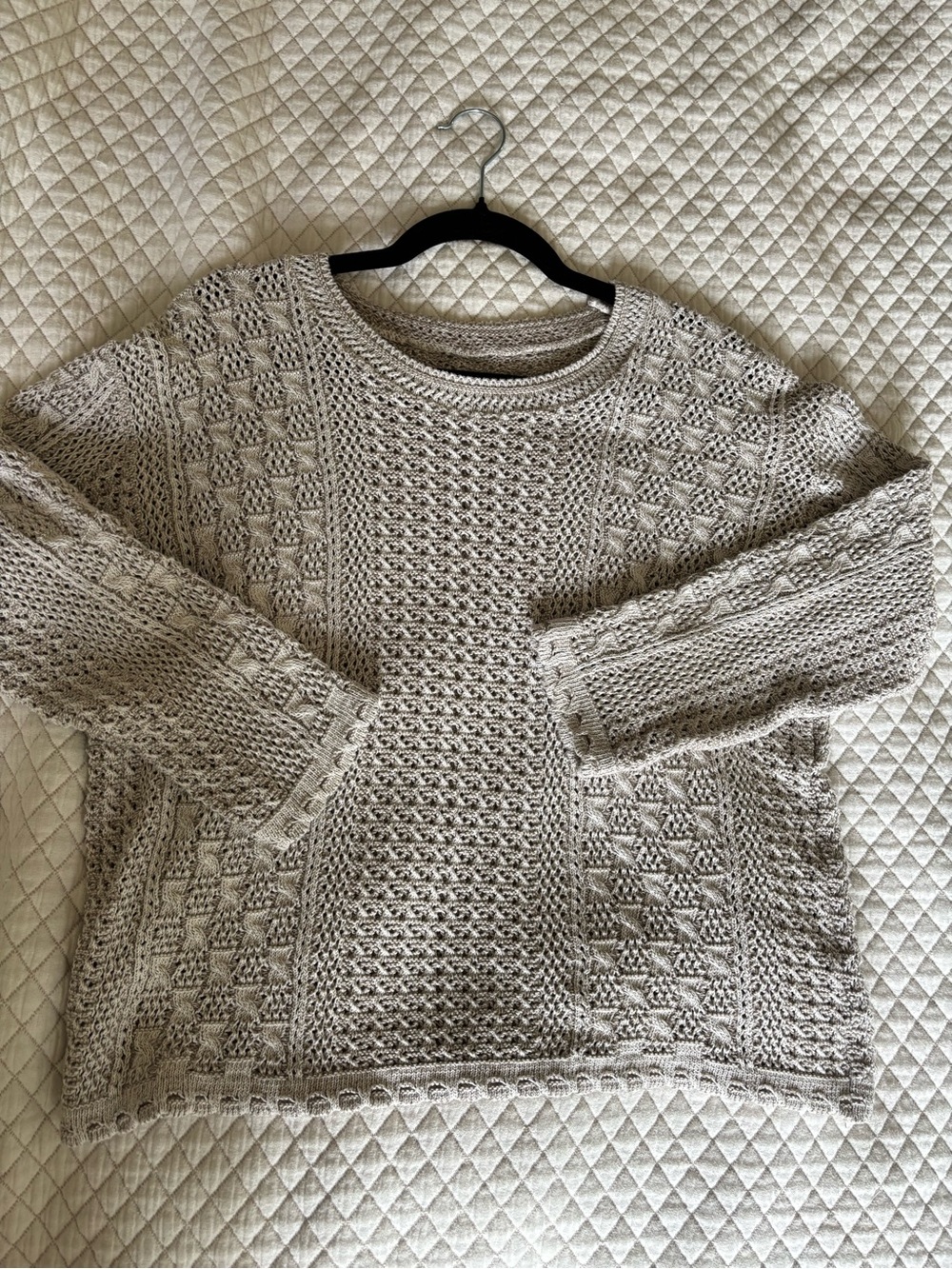 Textured Crewneck Sweater in Light Taupe